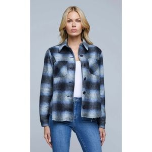 L'AGENCE Angelica Plaid Shirt Jacket New S Blue Wool Blend Shacket